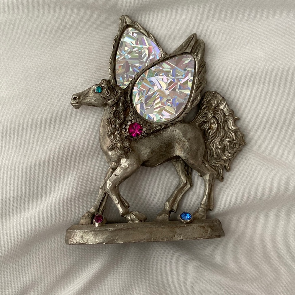 Vintage metal flying horse Pegasus gems figure